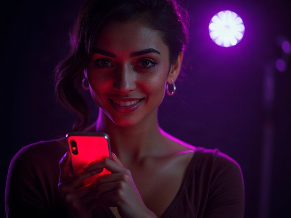 Mulher olhando mensagem no celular